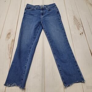 Paige Hoxton slim crop jeans distressed raw chewed hem